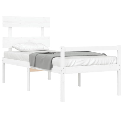 Senior Bed without Mattress Solid Wood High Length 190 cm White 90 cm