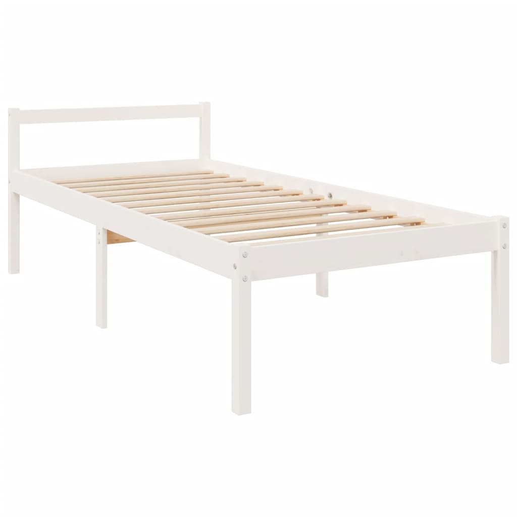 Senior Bed without Mattress Solid Wood High Length 190 cm White 90 cm