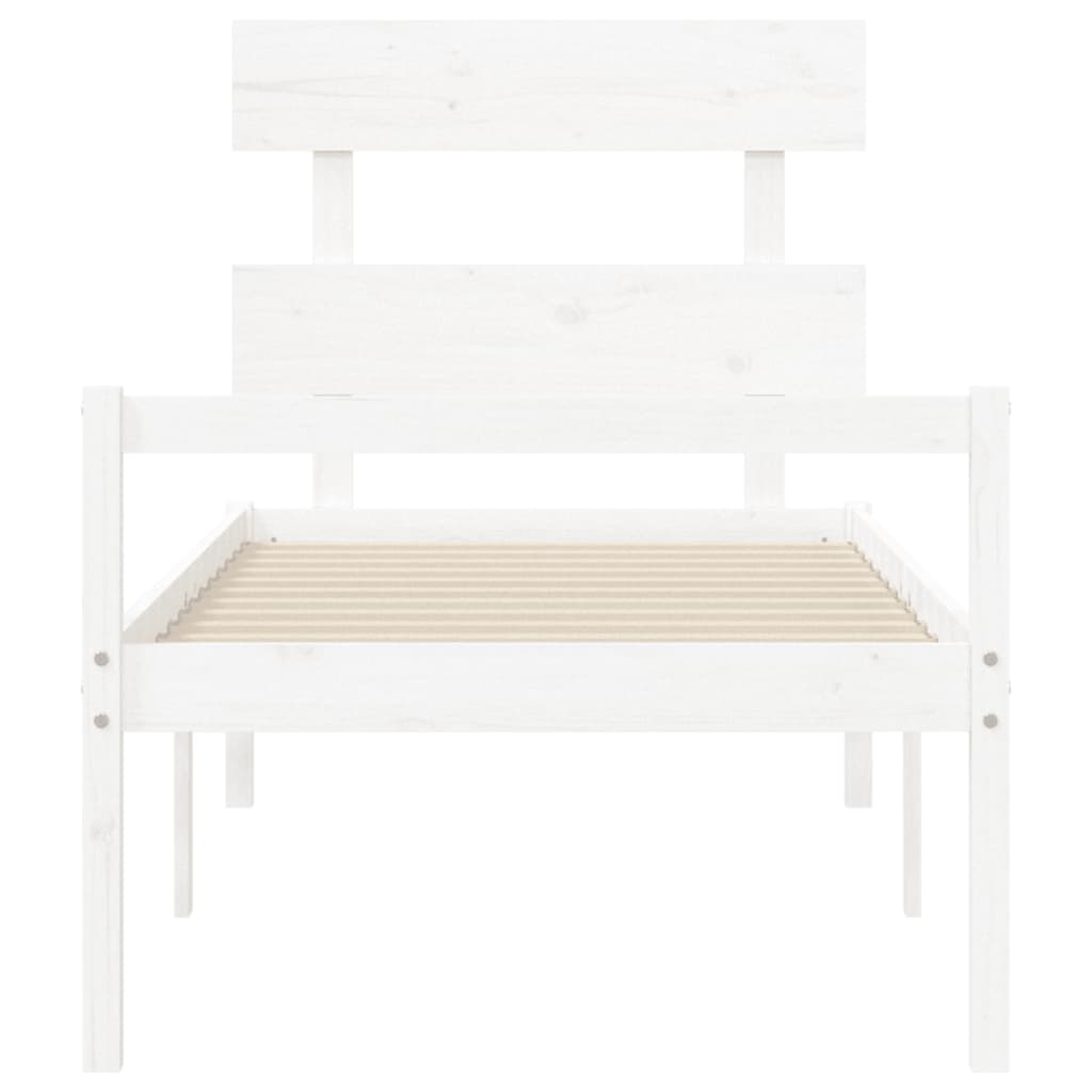 Senior Bed without Mattress Solid Wood High Length 190 cm White 90 cm