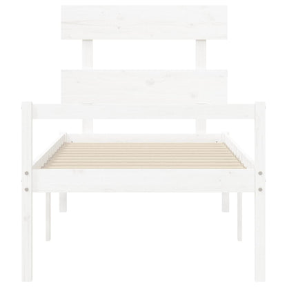 Senior Bed without Mattress Solid Wood High Length 190 cm White 90 cm