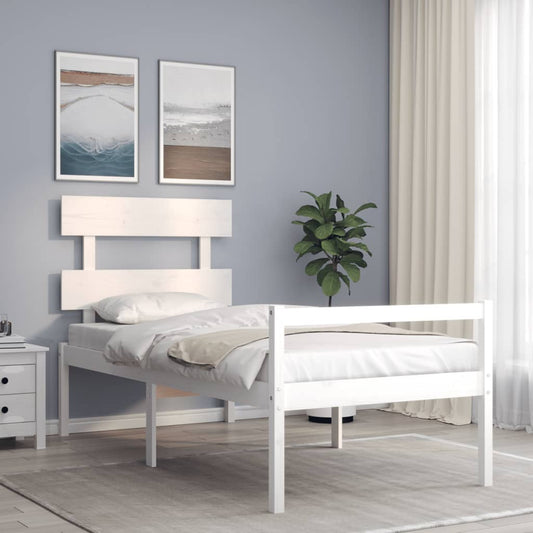 Senior Bed without Mattress Solid Wood High Length 190 cm White 90 cm