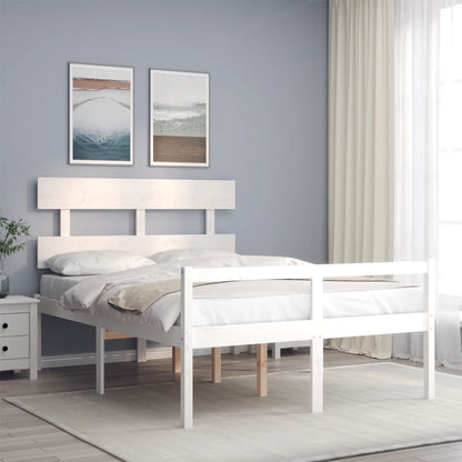Senior Bed without Mattress Solid Wood High Length 190 cm White 120 cm