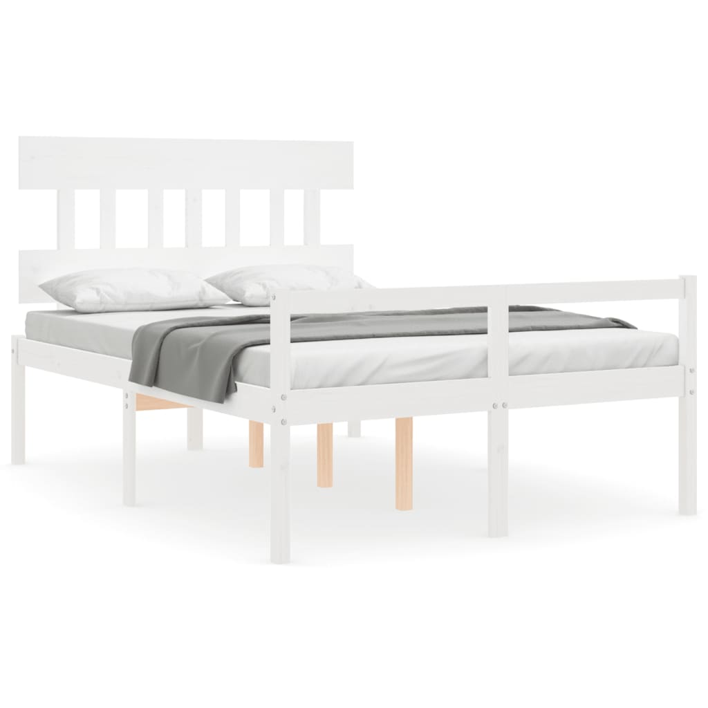 Senior Bed without Mattress Solid Wood High Length 190 cm White 120 cm
