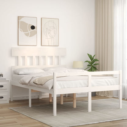 Senior Bed without Mattress Solid Wood High Length 190 cm White 120 cm