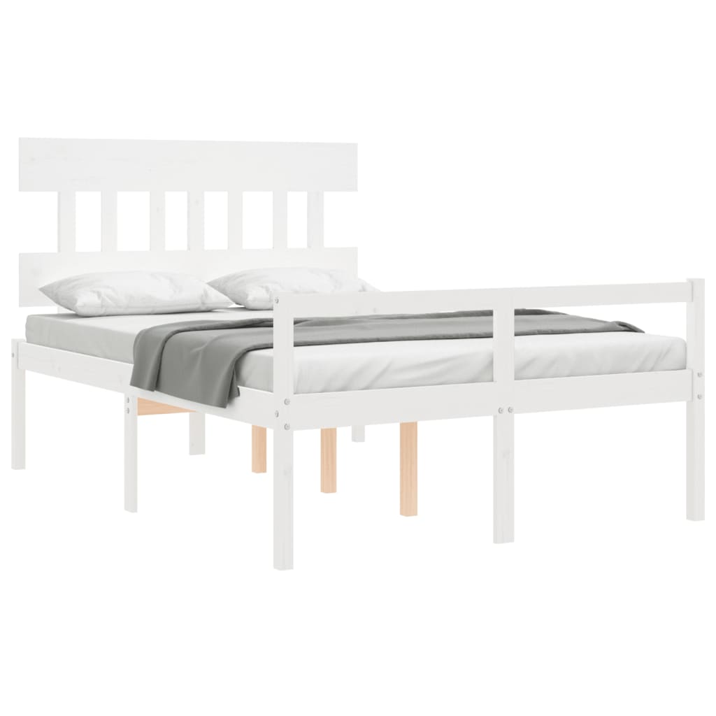 Senior Bed without Mattress Solid Wood High Length 190 cm White 120 cm