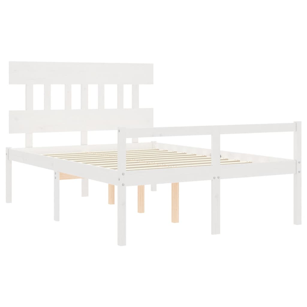 Senior Bed without Mattress Solid Wood High Length 190 cm White 120 cm