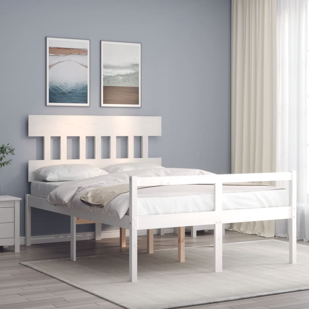 Senior Bed without Mattress Solid Wood High Length 190 cm White 140 cm
