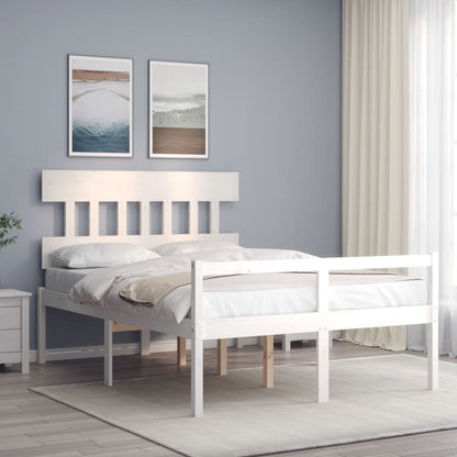 Senior Bed without Mattress Solid Wood High Length 190 cm White 140 cm