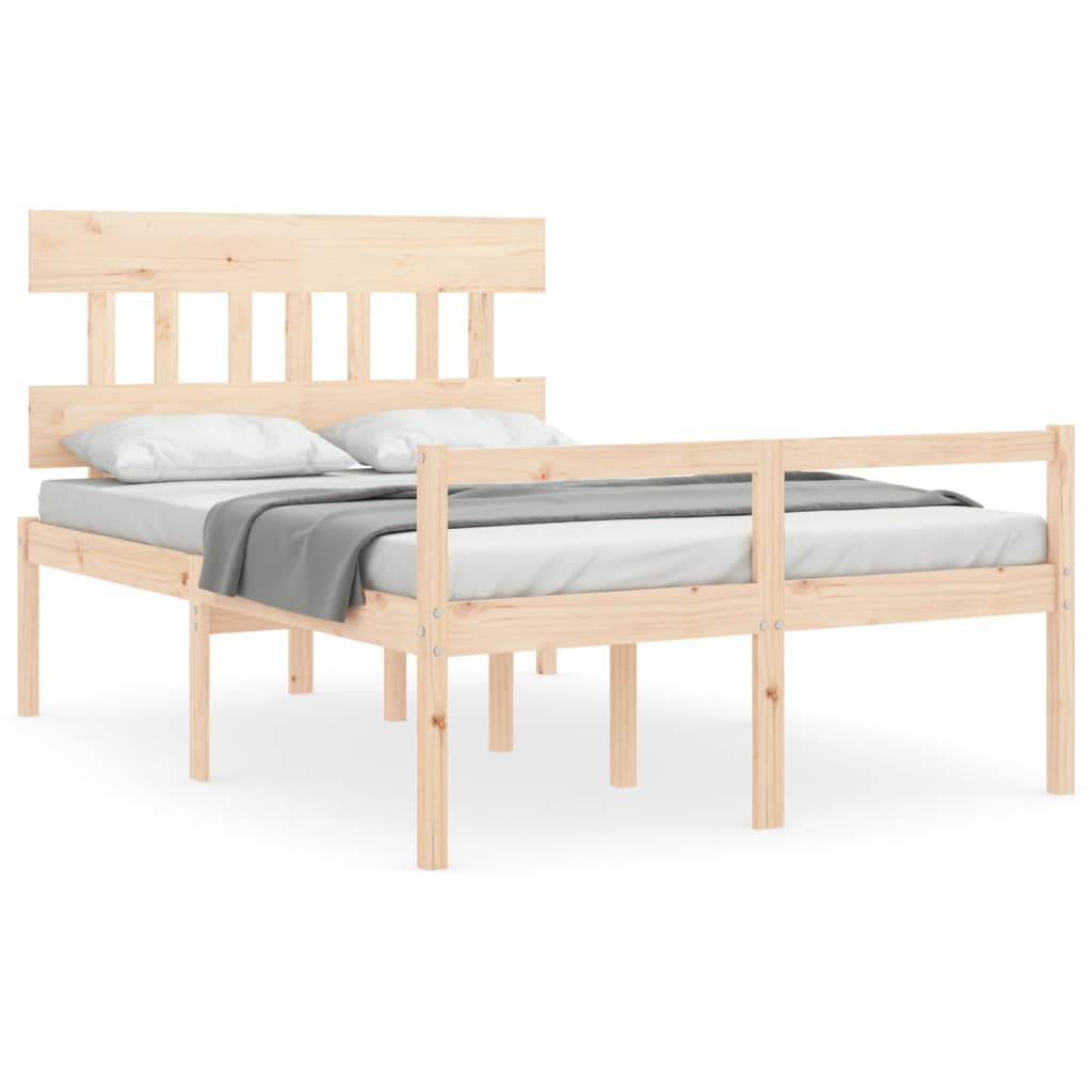 Senior Bed without Mattress Solid Wood High Length 200 cm Natural 120 cm