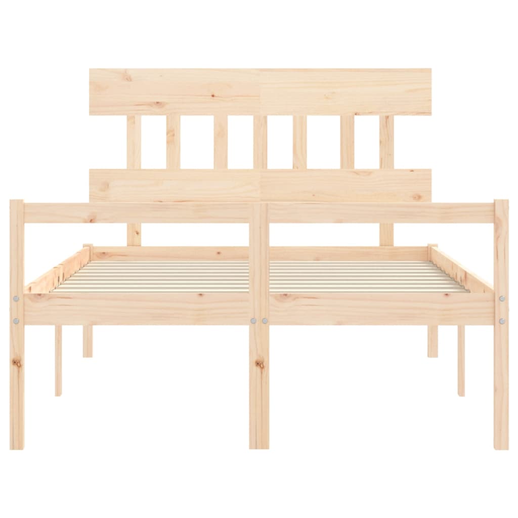Senior Bed without Mattress Solid Wood High Length 200 cm Natural 120 cm
