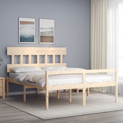 Senior Bed without Mattress Solid Wood High Length 200 cm Natural 160 cm