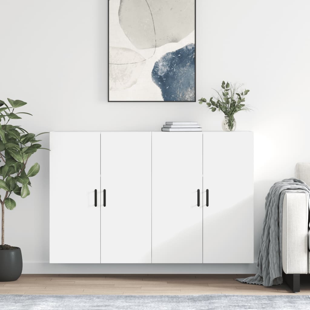 Wall Mounted Cabinets 2 pcs 69.5x34x90 cm Round Black White