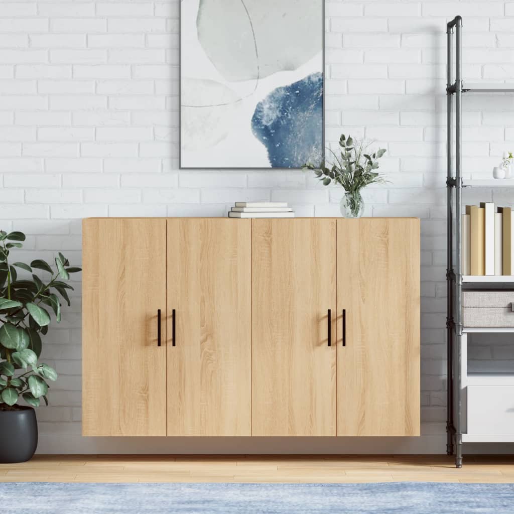 Wall Mounted Cabinets 2 pcs 69.5x34x90 cm Tube Black Sonoma oak