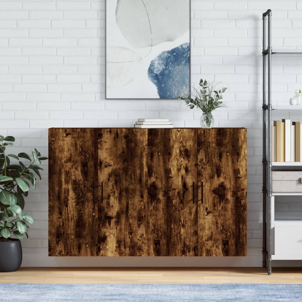 Wall Mounted Cabinets 2 pcs 69.5x34x90 cm Tube Black Smoked oak