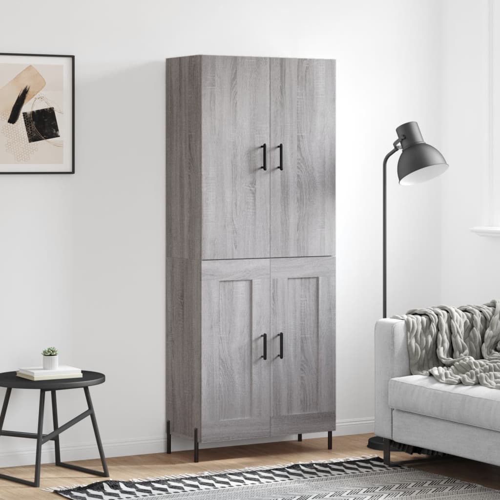 Highboard 69.5x34x180 cm Engineered Wood 2 Wood Doors Grey sonoma