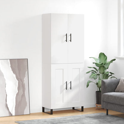 Highboard 69.5x34x180 cm Engineered Wood 2 Wood Doors White