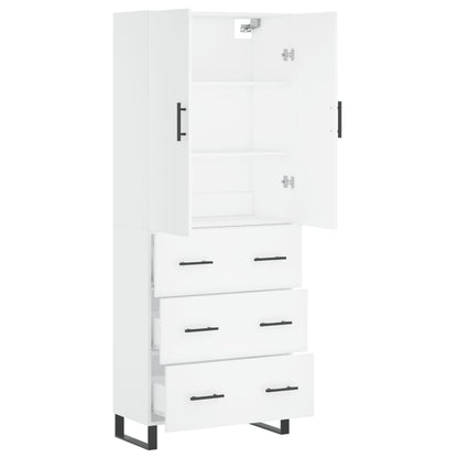 Highboard 69.5x34x180 cm Engineered Wood 3 Drawers White