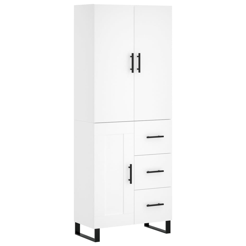 Highboard 69.5x34x180 cm Engineered Wood 1 Wood Door 3 Drawers White