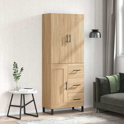 Highboard 69.5x34x180 cm Engineered Wood 1 Wood Door 3 Drawers Sonoma oak