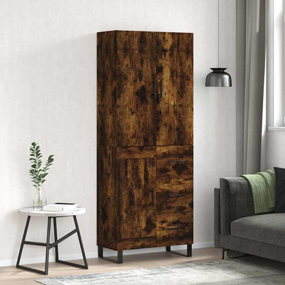 Highboard 69.5x34x180 cm Engineered Wood 1 Wood Door 3 Drawers Smoked oak
