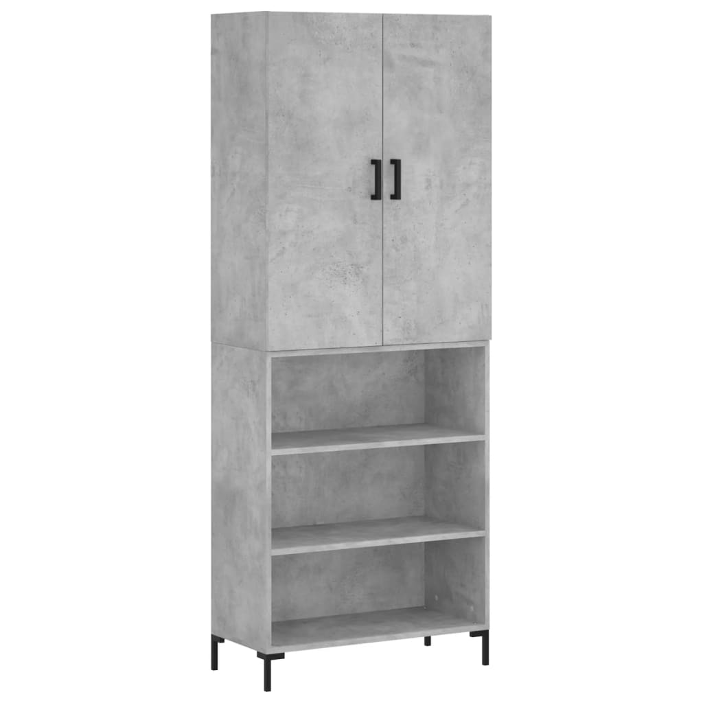 Highboard 69.5x34x180 cm Engineered Wood 3 Shelves Concrete grey