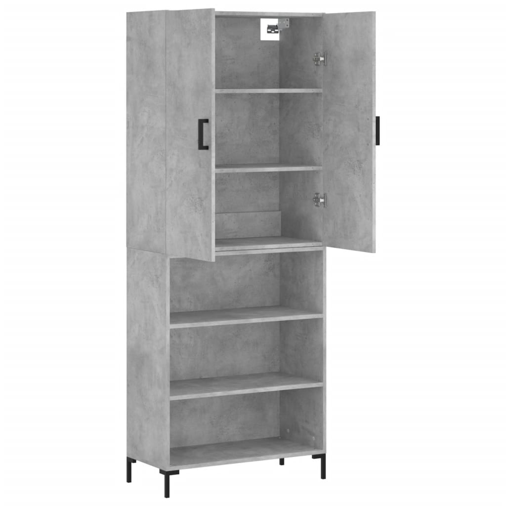 Highboard 69.5x34x180 cm Engineered Wood 3 Shelves Concrete grey