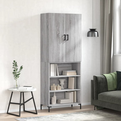 Highboard 69.5x34x180 cm Engineered Wood 3 Shelves Grey sonoma