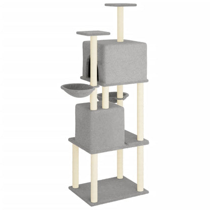 vidaXL Cat Tree with Sisal Scratching Posts Light Grey 180 cm 5