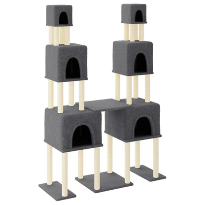 vidaXL Cat Tree with Sisal Scratching Posts Dark Grey 199 cm 2