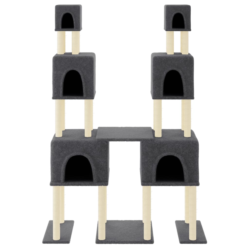 vidaXL Cat Tree with Sisal Scratching Posts Dark Grey 199 cm 3