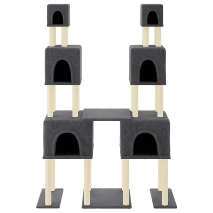 vidaXL Cat Tree with Sisal Scratching Posts Dark Grey 199 cm 3