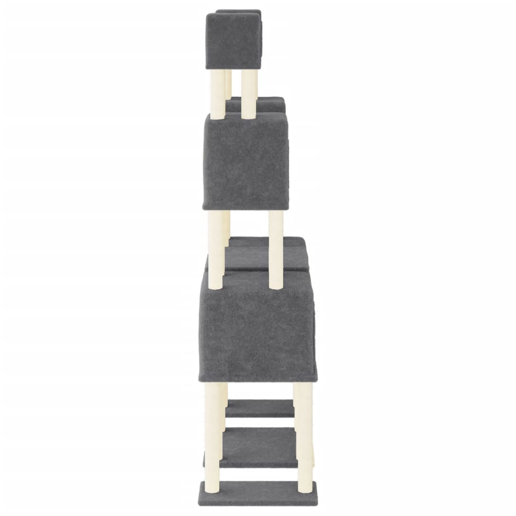 vidaXL Cat Tree with Sisal Scratching Posts Dark Grey 199 cm 4