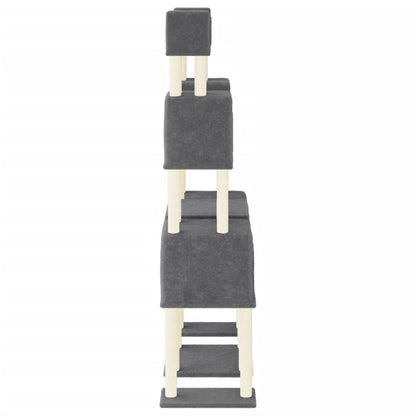 vidaXL Cat Tree with Sisal Scratching Posts Dark Grey 199 cm 4
