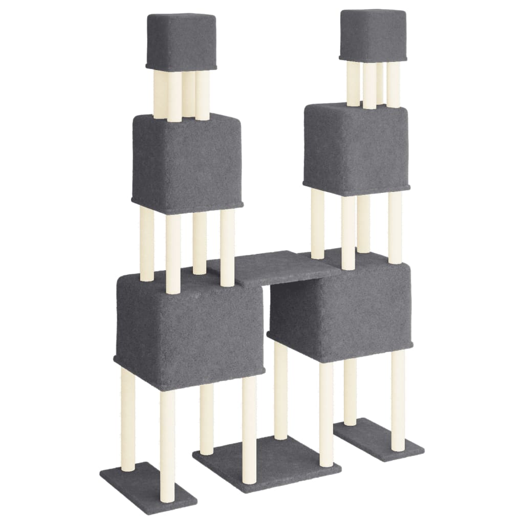 vidaXL Cat Tree with Sisal Scratching Posts Dark Grey 199 cm 5