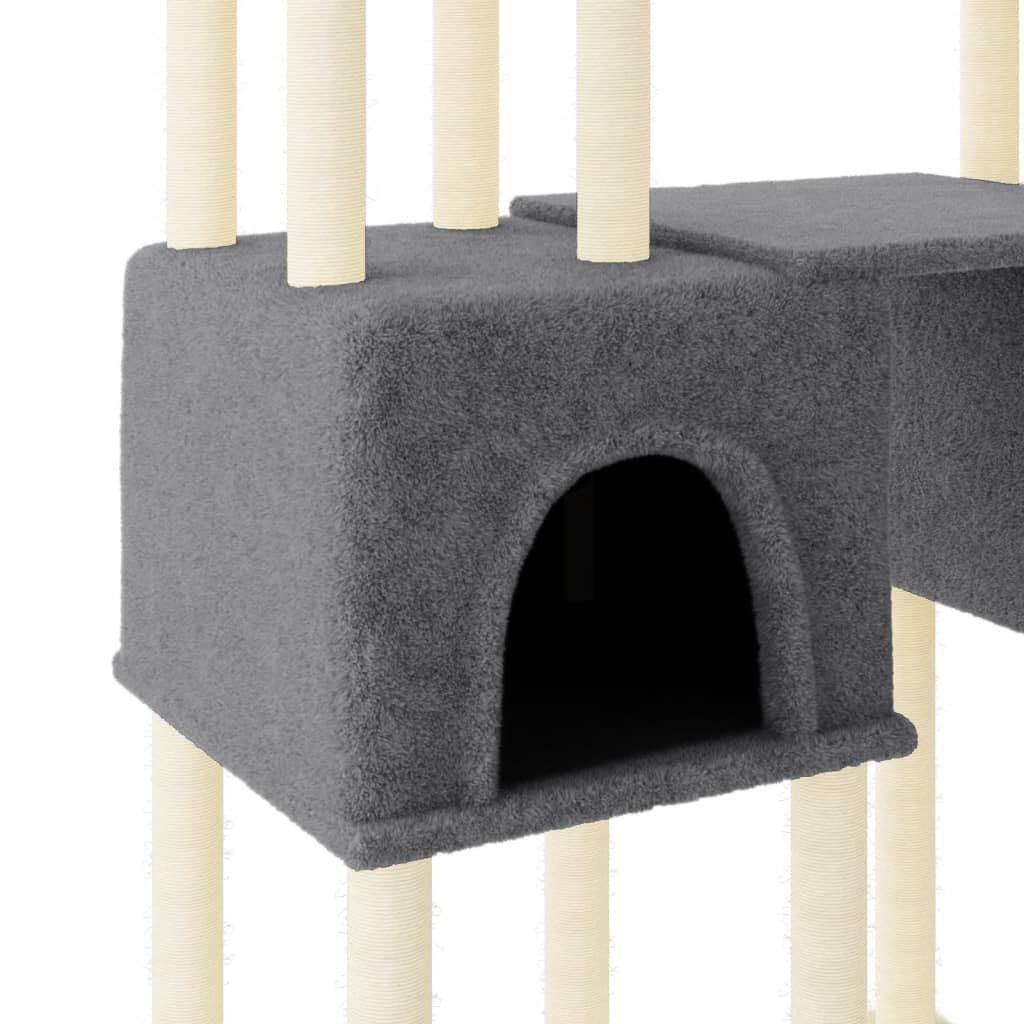 vidaXL Cat Tree with Sisal Scratching Posts Dark Grey 199 cm 6