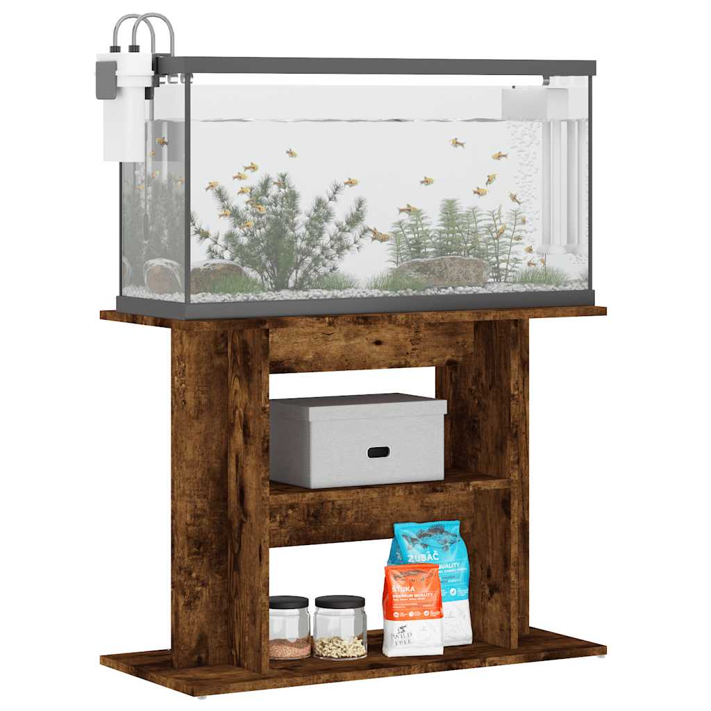 vidaXL Aquarium Stand Smoked Oak 80x35x60 cm Engineered Wood 3