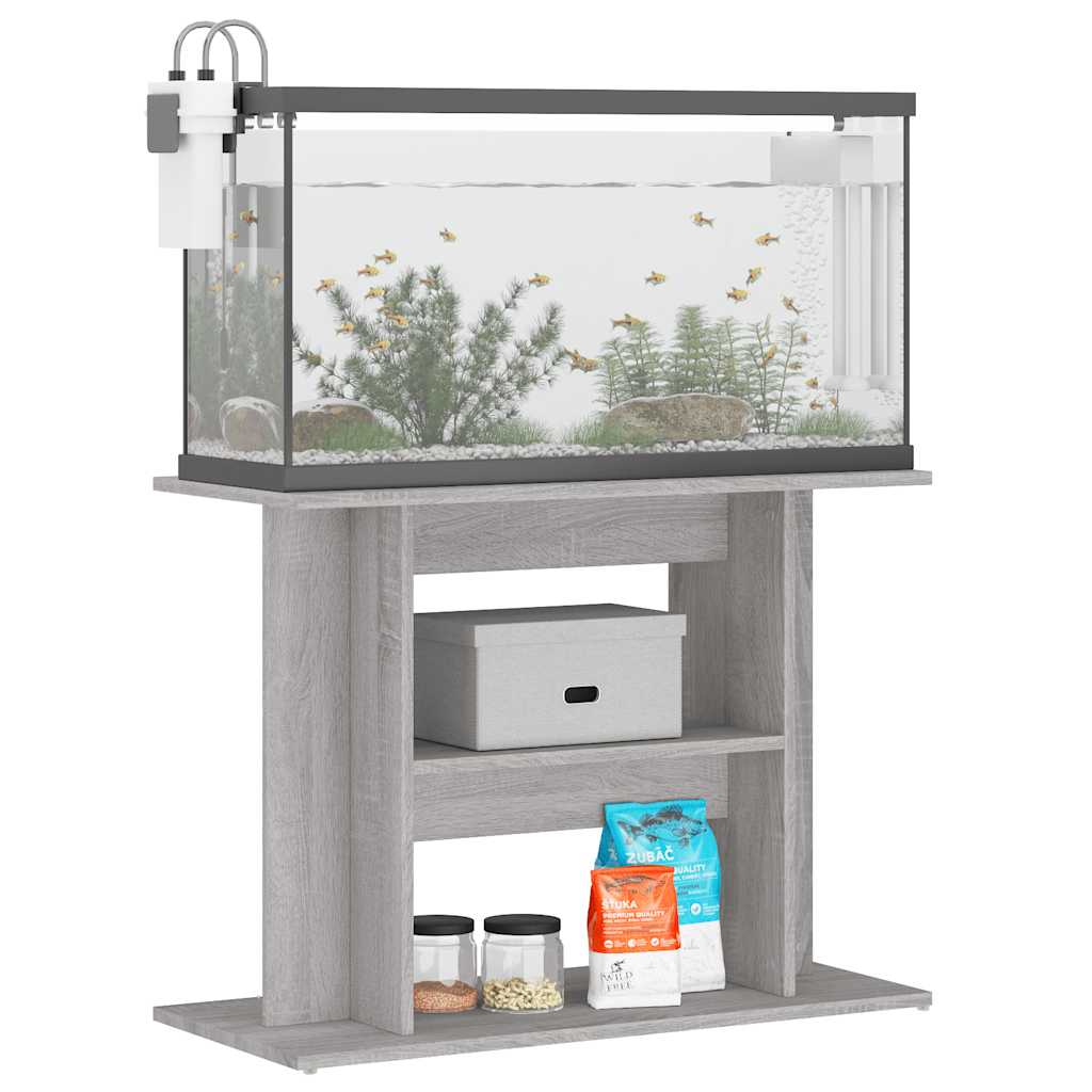 vidaXL Aquarium Stand Grey Sonoma 80x35x60 cm Engineered Wood 3