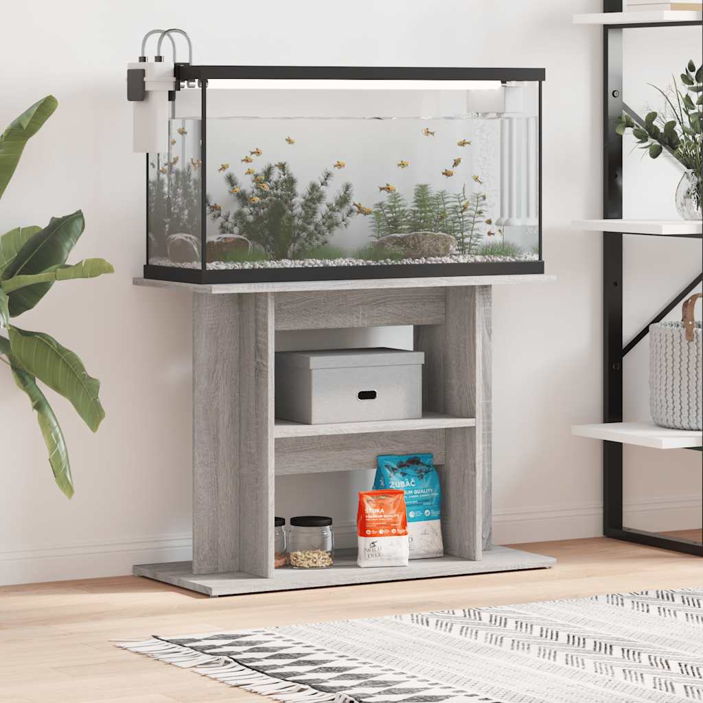 vidaXL Aquarium Stand Grey Sonoma 80x35x60 cm Engineered Wood 1