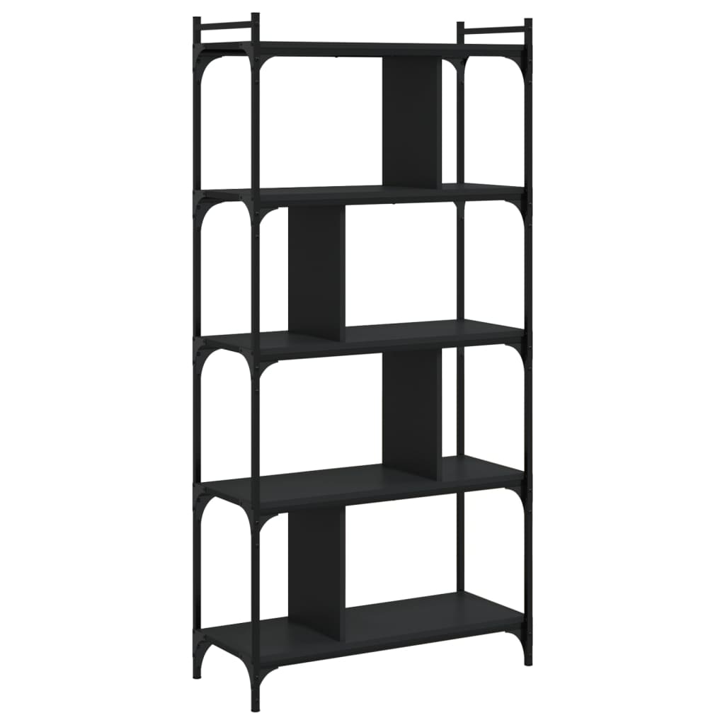 vidaXL Bookcase 5-Tier Black 76x32x158 cm Engineered Wood 2