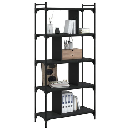 vidaXL Bookcase 5-Tier Black 76x32x158 cm Engineered Wood 6