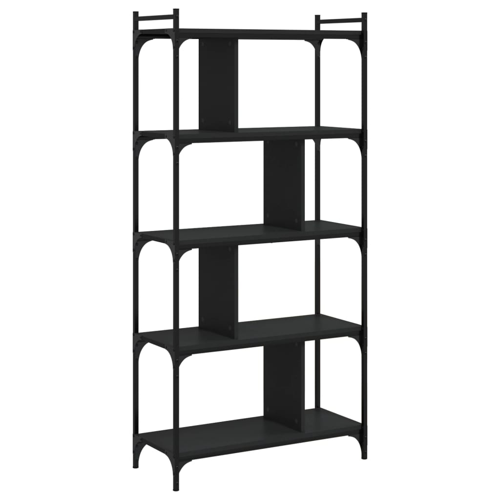 vidaXL Bookcase 5-Tier Black 76x32x158 cm Engineered Wood 4