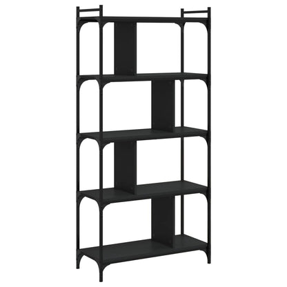 vidaXL Bookcase 5-Tier Black 76x32x158 cm Engineered Wood 4