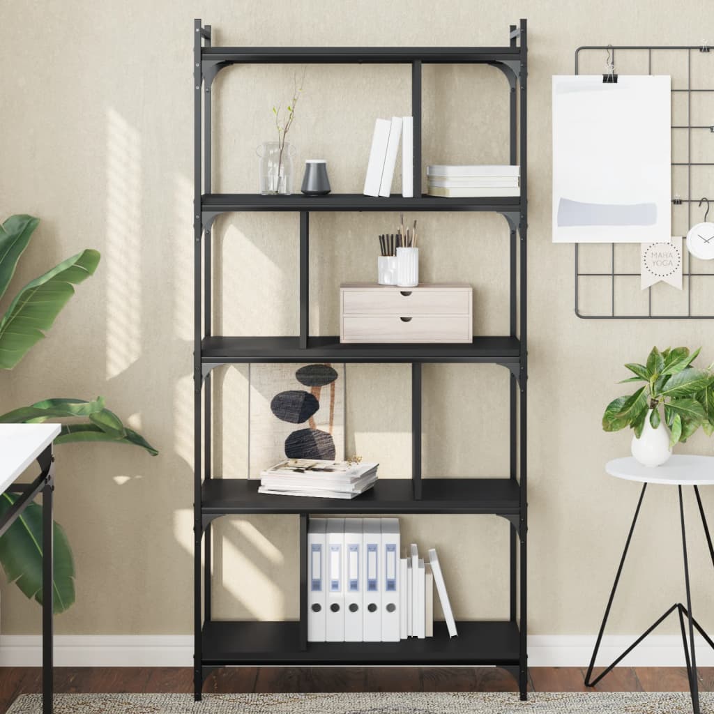 vidaXL Bookcase 5-Tier Black 76x32x158 cm Engineered Wood 1