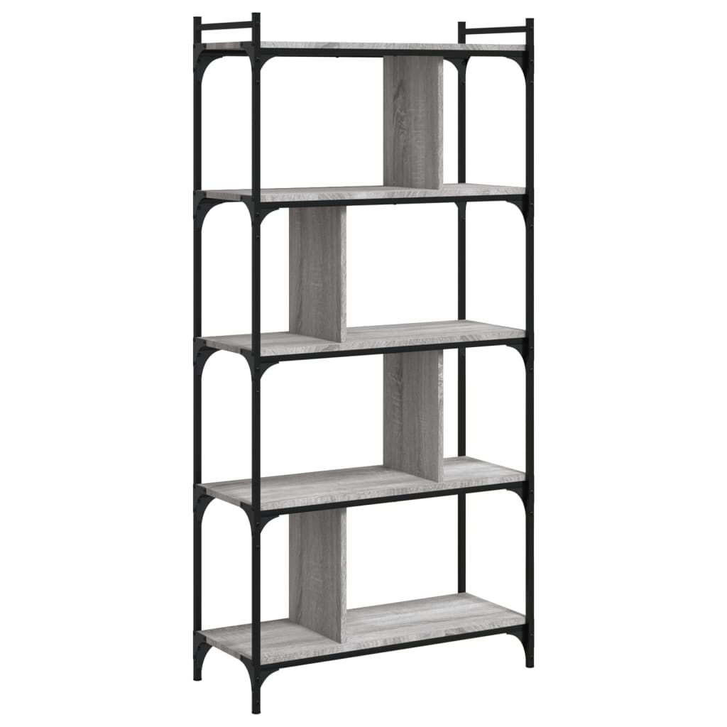 vidaXL Bookcase 5-Tier Grey Sonoma 76x32x158 cm Engineered Wood 2