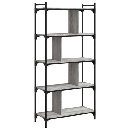 vidaXL Bookcase 5-Tier Grey Sonoma 76x32x158 cm Engineered Wood 2
