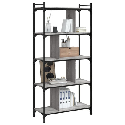 vidaXL Bookcase 5-Tier Grey Sonoma 76x32x158 cm Engineered Wood 6