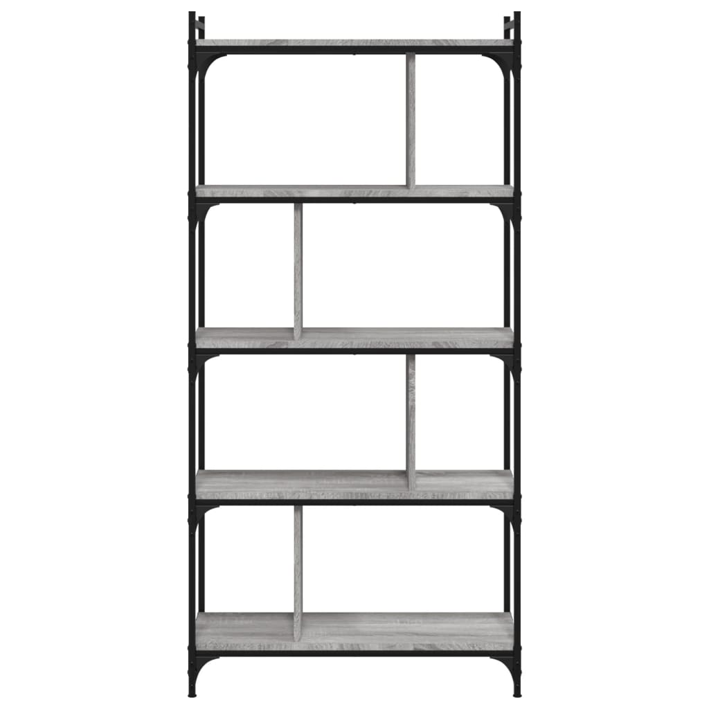 vidaXL Bookcase 5-Tier Grey Sonoma 76x32x158 cm Engineered Wood 3
