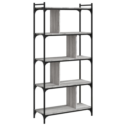 vidaXL Bookcase 5-Tier Grey Sonoma 76x32x158 cm Engineered Wood 4