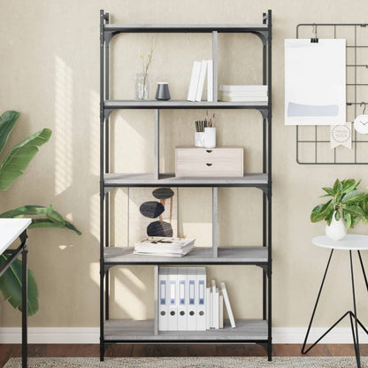 vidaXL Bookcase 5-Tier Grey Sonoma 76x32x158 cm Engineered Wood 1