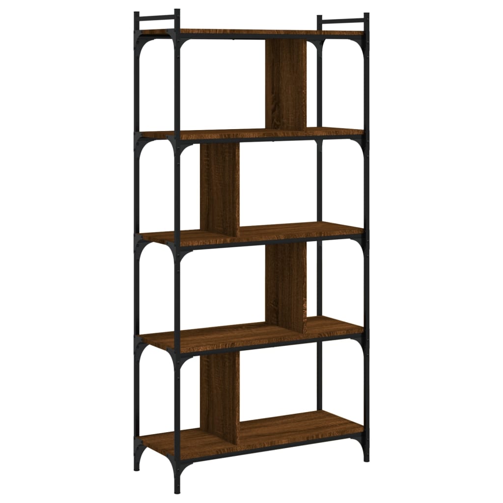 vidaXL Bookcase 5-Tier Brown Oak 76x32x158 cm Engineered Wood 2